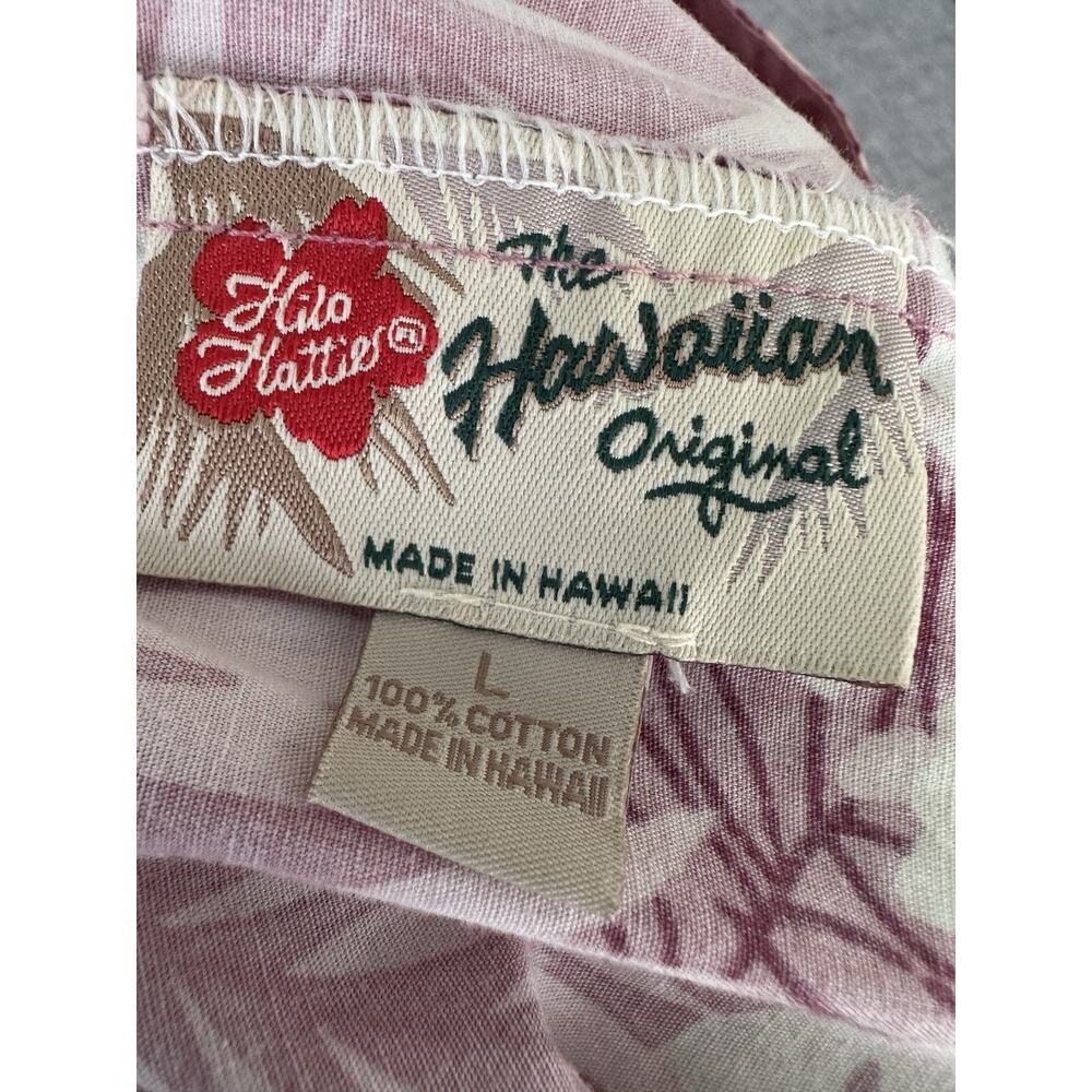 Hilo Hattie's Hawaiian Midi Dress Size Lg Cotton Pink Muu Muu Caftan Vacation - Picture 12 of 12